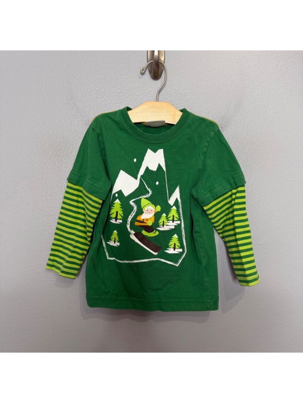HANNA ANDERSSON green long sleeve holiday elf shirt size 100 or US 5